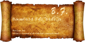 Baumfeld Fábián névjegykártya